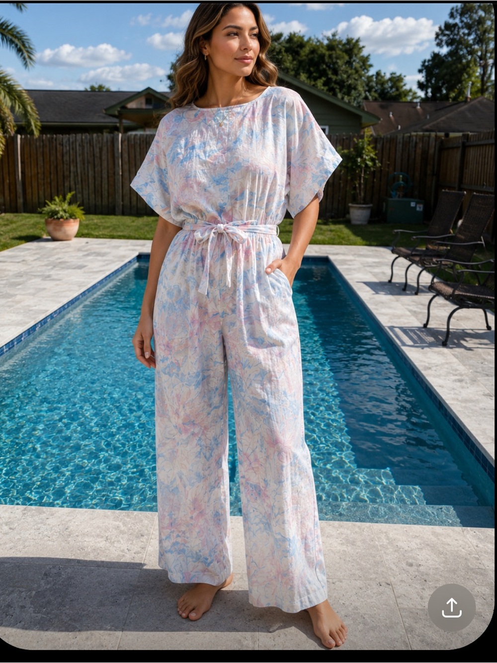 Vintage Pastel floral.  Jumpsuit in Blue and Pink. For summer. It’s beautiful